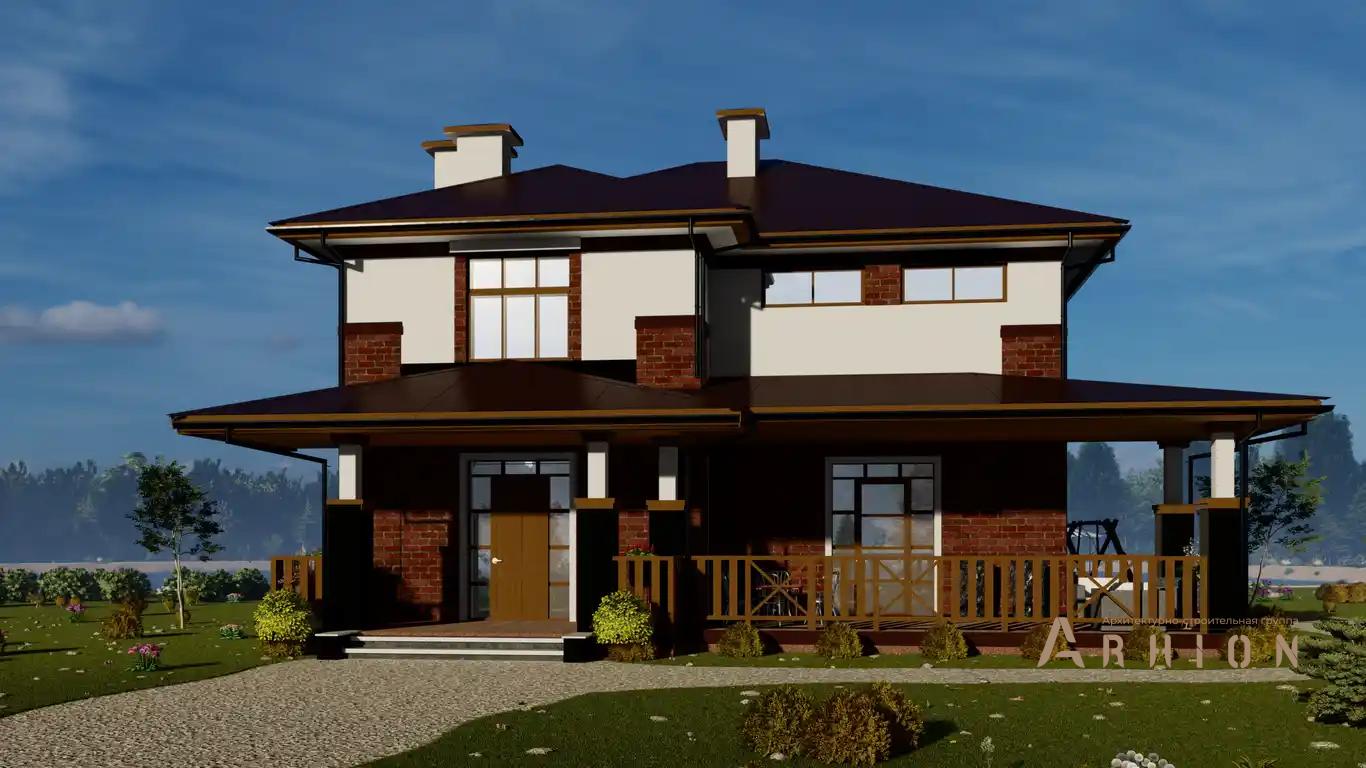 2. Проект двухэтажного дома в европейском стиле с плоской кровлей , h-1621, площадью - 260 кв c терассой